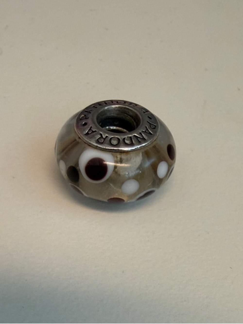 Authentic Pandora Sterling Silver White Color Bubbles Murano Charm 790692